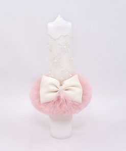 Lumanare Botez Roz cu tulle