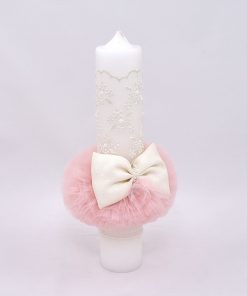 Lumanare Botez Roz cu tulle
