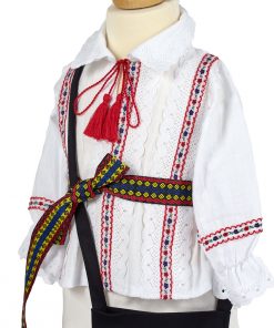 costum national botez 7 piese pentru baieti, cu ie, bundita, itari, traista, cingatoare si opinci