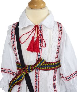 costum national botez 7 piese pentru baieti, cu ie, bundita, itari, traista, cingatoare si opinci
