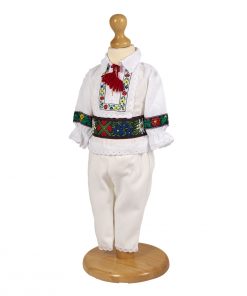 costum national botez 6 piese pentru baieti, cu ie, bundita, itari, traista, cingatoare si opinci