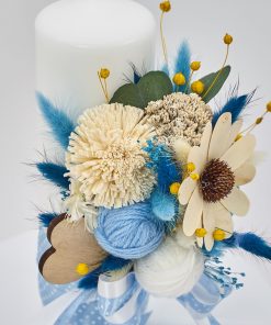 Lumanare Botez Flori Nemuritoare Bleu