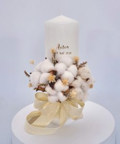 lumanare botez flori bumbac
