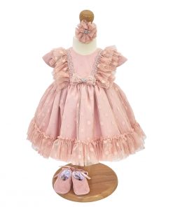 rochita botez din tulle fin cu buline
