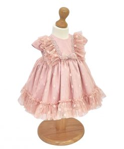 rochita botez din tulle fin cu buline