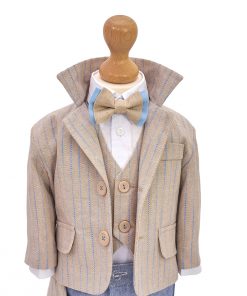 costum botez din in beige 5 piese