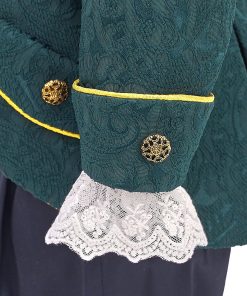 costum botez print verde din brocard