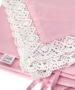 Lenjerie Patut Bebe Bumbac Roz cu Dantela-4