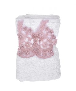 trusou botez fetita 7 piese dantela roz