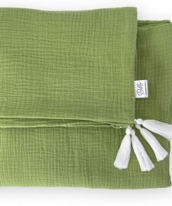 Lenjerie Patut Bebe din Muselina Verde cu Ciucurasi-6
