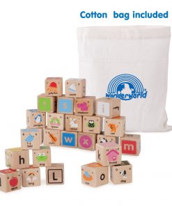 ABC Blocks, cuburi educative din lemn, 3-7 Ani