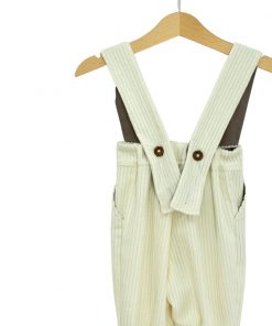 Pantalon cu bretele din raiat alb -1