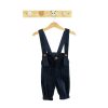 Pantalon cu bretele din raiat bleumarin-1