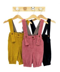 Pantalon cu bretele din raiat roz-1