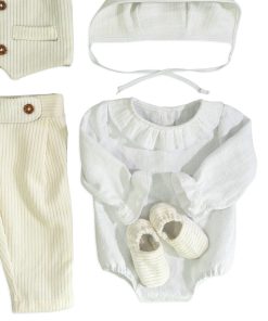 Set Complet Adam cu pantalon vesta si body alb-1