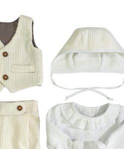 Set Complet Adam cu pantalon vesta si body alb-1