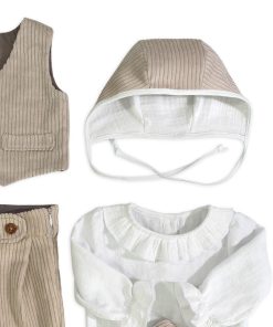 Set Complet Adam cu pantalon vesta si body beige-1