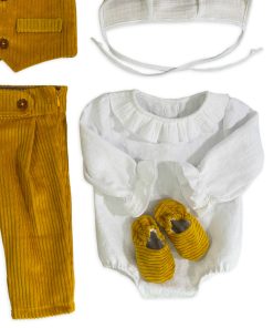 Set complet Adam cu pantalon vesta si body mustar 1-1