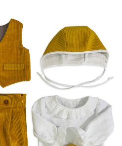 Set complet Adam cu pantalon vesta si body mustar 1-1