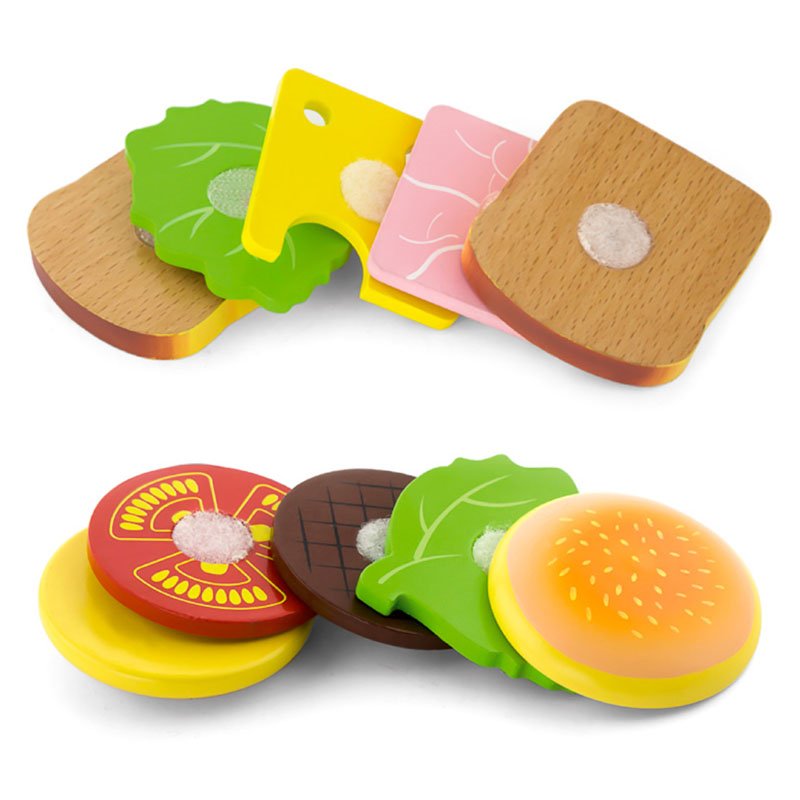 Set hamburger si sandvis din lemn